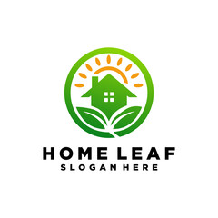 Green House Logo Template Design Vector Illustration.Home and leaf logo vector