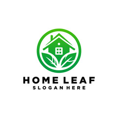 Green House Logo Template Design Vector Illustration.Home and leaf logo vector