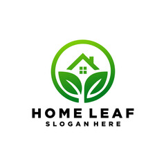 Green House Logo Template Design Vector Illustration.Home and leaf logo vector