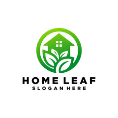 Green House Logo Template Design Vector Illustration.Home and leaf logo vector