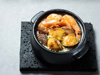 Abalone, shrimp and mushroom rice bowl	