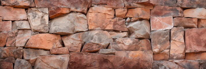 Red brown rock texture background. Rough slate mountain surface. Brick color stone background with space for design. Rocky rusty