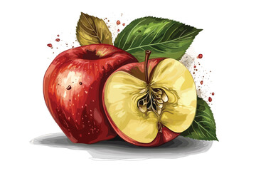 Fresh red apple on a white background. Isolated. Fruit.