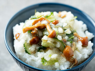 Okra nameko mushroom , Japanese cuisine