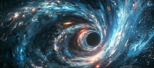 Worm hole space portal to five dimension reality. Generative AI technology. - obrazy, fototapety, plakaty