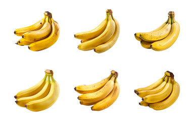 Collection of a bunch of bananas isolated on a transparent background, PNG