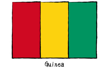 Fototapeta premium Analog hand-drawn world flag, Guinea