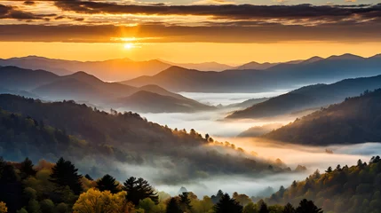 Deurstickers Morning Glow on the Majestic Appalachian Mountains: Nature's Serene Beauty Captured © Adeline