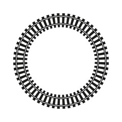 Circular railway track design. Geometric transportation pattern. Simple, industrial. Vector illustration. EPS 10.