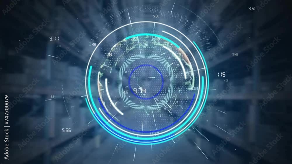 Poster animation of circular scanner processing data over network on black background