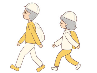 避難をする高齢者のイラスト