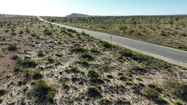 Mojave Desert Highway Aerial Shot in Lancaster Elevate California USA