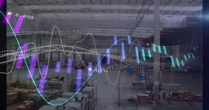 Animation of graphs and processing data over goods warehouse