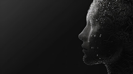 AI人工知能のイメージ Generative AI and artificial intelligence images, white and black.Generative AI