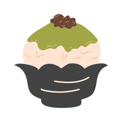Illustration of Patbingsu, Korean Red Bean Shaved Ice