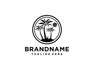palm tree logo vector icon illustration