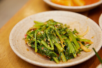 Seasoned vegetables on a plate