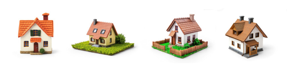 Collection of small house isolated on transparency background PNG
