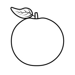 Black Line Orange Fruit Clipart Coloring Page Vector Icon Clipart Illustration