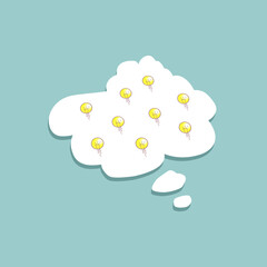 Thinking solution. Ideas are in the air. Light bulb floating in the cloud. Business development motivation concept.