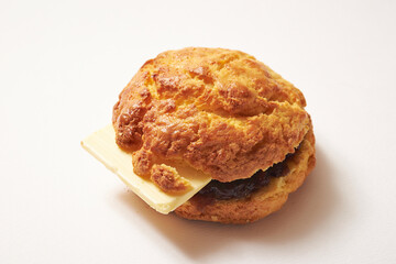 Butter scones on a white background