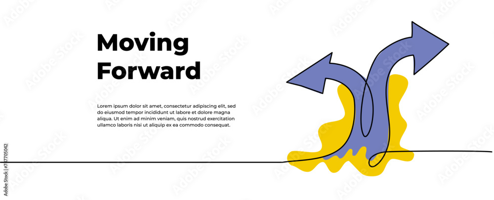 Poster continuous line design of arrows pointing up and down. single line decorative elements drawn on a wh