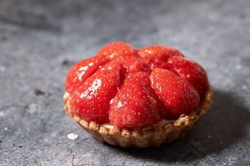 Fresh strawberry tart, homemade dessert