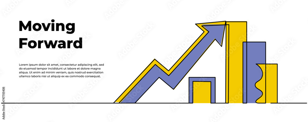 Poster continuous line design of arrow. one line decorative elements drawn on a white background