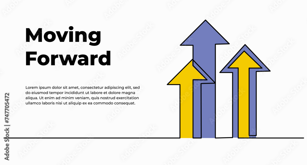 Poster continuous line design of arrow. one line decorative elements drawn on a white background.
