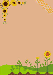 frame with sunflowers