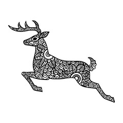 Deer doodle art hand drawing illustration vector