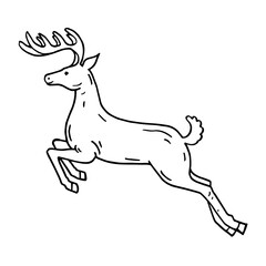 Deer doodle art hand drawing illustration vector