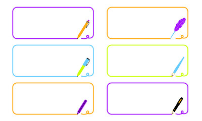 滑らかな線を描くペンのフレームイラストセット