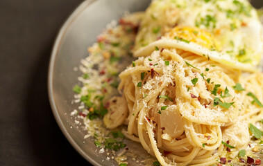 Cream cheese pasta on a plate