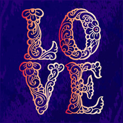 Love doodle hand lettering typography illustration vector