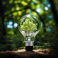 Green world in an energy saving bulb, World Environment Day