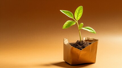 wrapping plant in paper, in the style of environmental awareness, World Environment Day