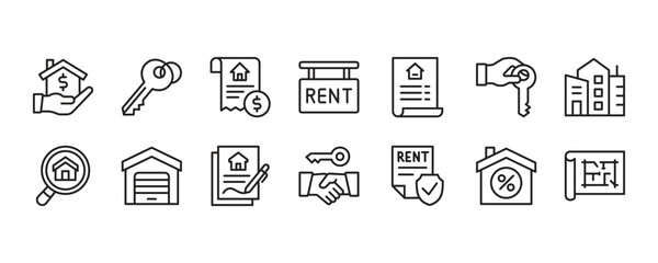 Rent Icon Set. Vector Graphic Illustration.