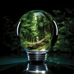 Green world in an energy saving bulb, World Environment Day