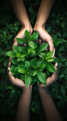 hands holding several green plants, Happy Environment Day