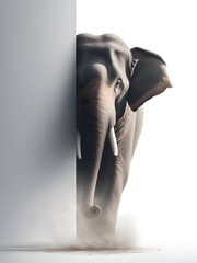 3d elephant behind the wall