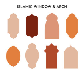 Islamic windows and door arch. Arabian culture window style 