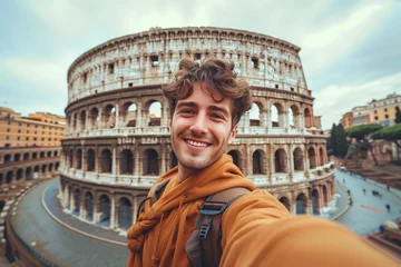 Fotobehang Colosseum Solo traveler in Rome, Italy