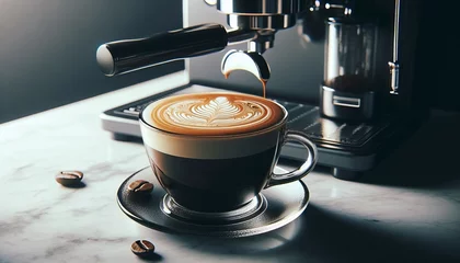 Wallpaper murals Coffee bar Coffee machine making a cup of cappuccino coffee