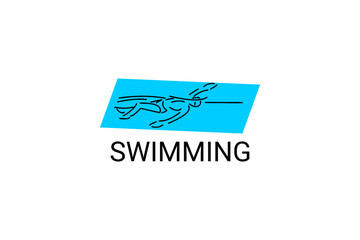 swimming sport vector line icon. An athlete is taking part in a swimming competition, sport pictogram, vector illustration.