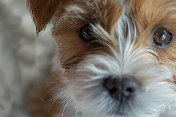 Close-Up of a Small Dogs Face. Generative AI