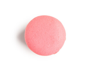 Sweet pink macaroon on white background