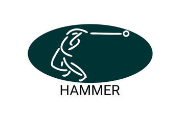 hammer throw sport vector line icon. hammer throw stance. sport pictogram, vector illustration.