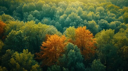 temperate deciduous forest, Autumn forest orange red ancient forest and pine carpet oak beech maple...