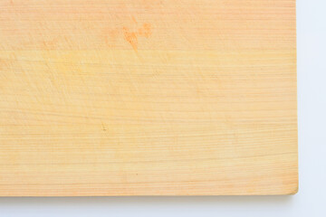 wooden cutting board isolated on white background, plank wood in the kitchen